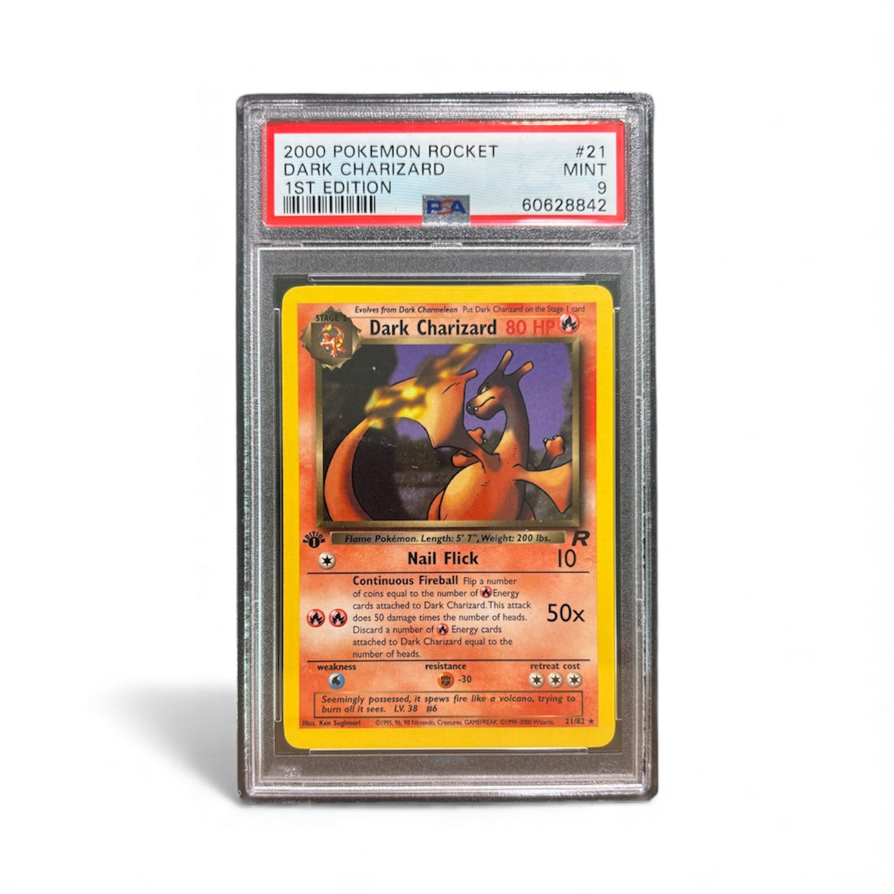 2000 Dark Charizard #21 – 1st Edition Team Rocket in a PSA 9