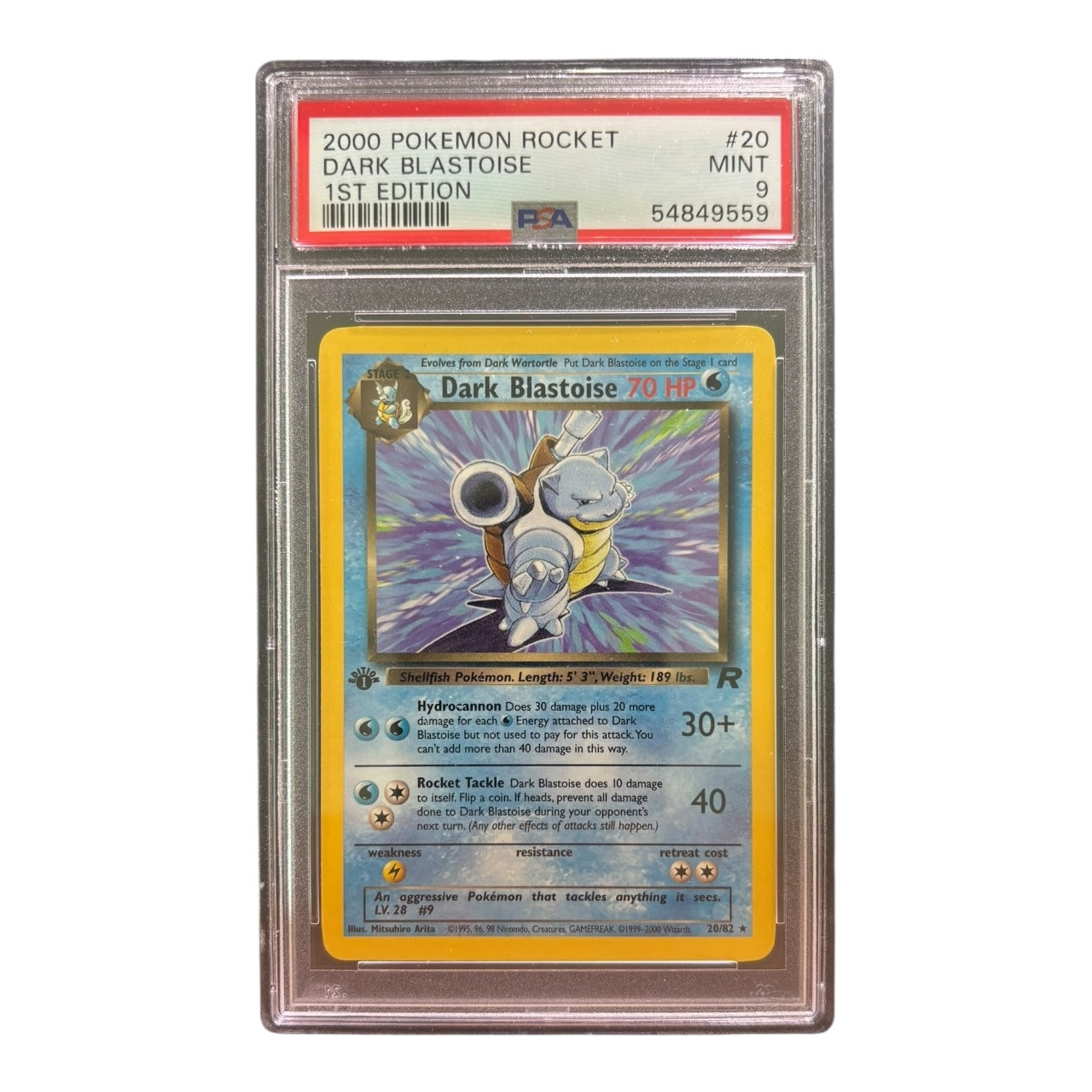2000 Dark Blastoise – Team Rocket 1st Edition #20/82 (PSA 9)