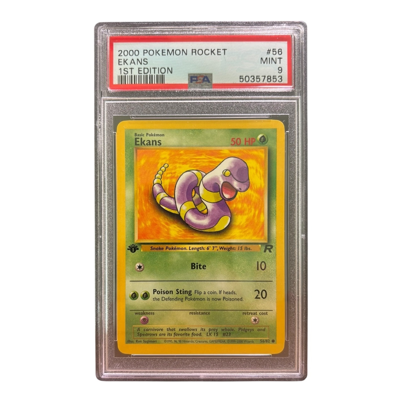 2000 Ekans – Team Rocket 1st Edition #55/82 (PSA 9)