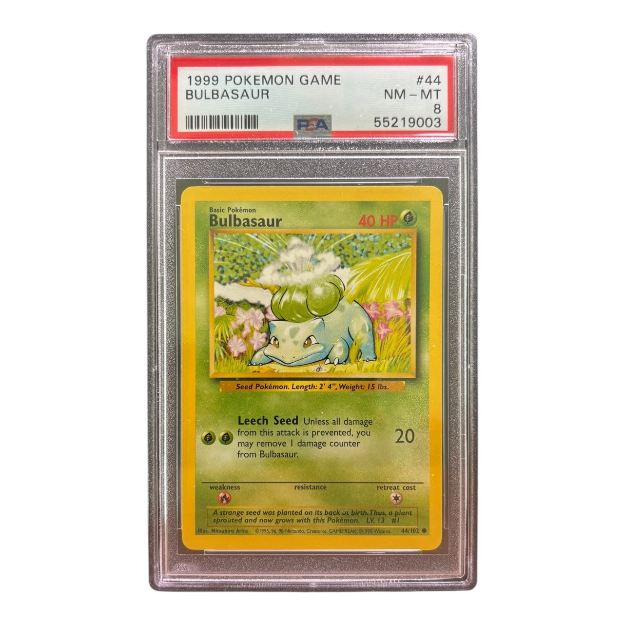 1999 Bulbasaur – Base Set #44/102 (PSA 8)