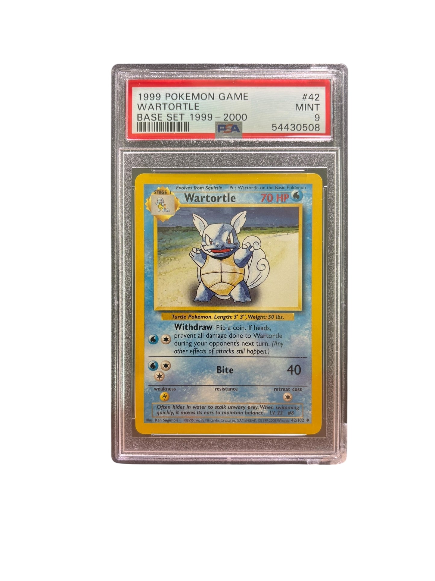 1999 Wartortle – Base Set #42/102 (PSA 9)
