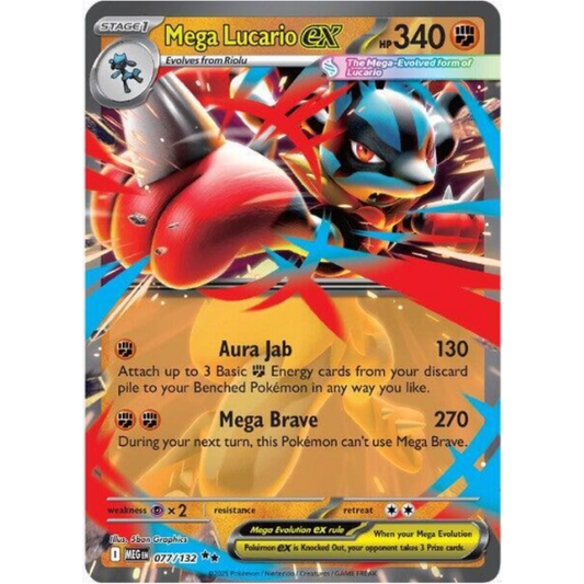 2025 Pokemon: Mega Evolution - Lucario ex Double Rare #077/132