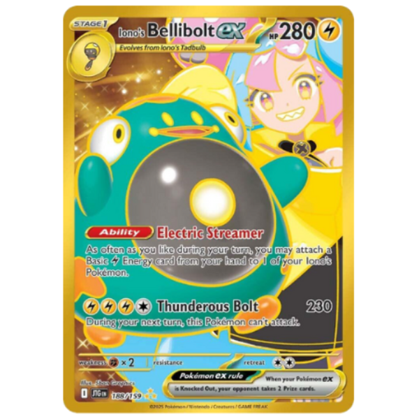 Pokemon: 2025 Pokemon Iono’s Bellibolt ex JTG #188/159 Gold