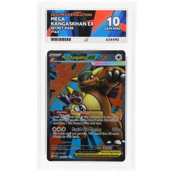 This is Mega Kangaskhan ex Secret Rare, card number 164, from the Mega Evolution expansion. The card features bold Secret Rare artwork highlighting Mega Kangaskhan in action, making it a key chase card from the set.