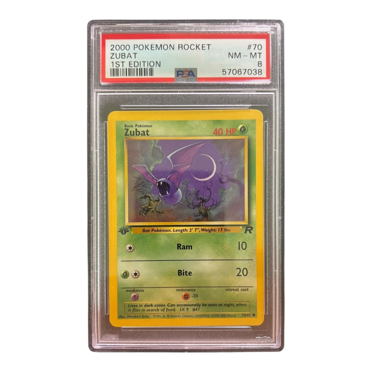 2000 Zubat – Team Rocket 1st Edition #70/82 (PSA 8)